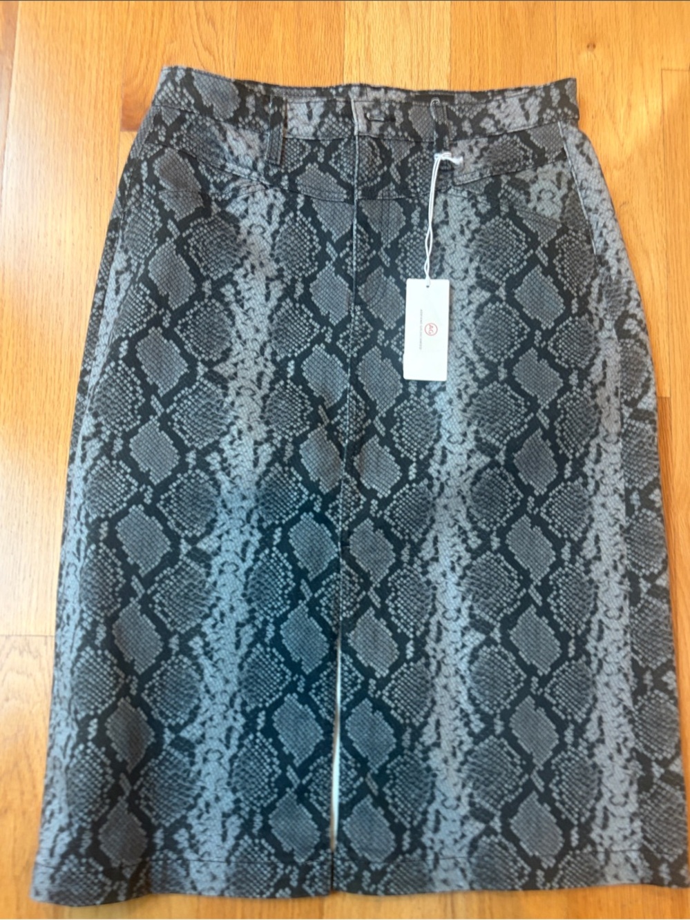 AG Adriano Goldschmied Gray Snake-Print Pencil Skirt